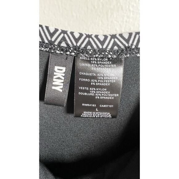 DKNY Women's Black & White Geometric Print Adjustable Strap One Piece Swimsuit L - Picture 8 of 13